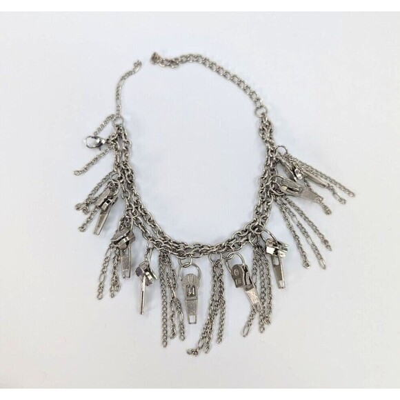 Set of 3 Charm Bracelet Zip Motif Heart Faux Pearl Flower Beads Retro Y2K Whimsy - Picture 8 of 12